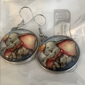 Dumbo Earrings with Red and Blue Accents